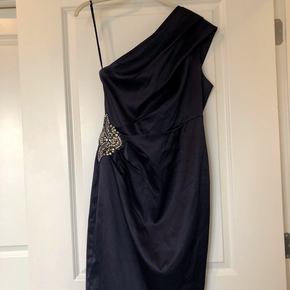 Eliza J Satin Blue Dress